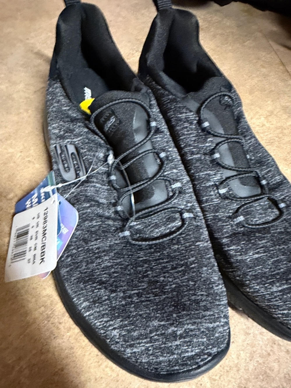 Skechers Black & Gray Knit Slip-On Sneakers